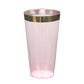 12 Pack Transparent Blush Plastic Cups Drinking Tumblers with Gold Rim, 17oz Disposable Party Cups - 5.5"