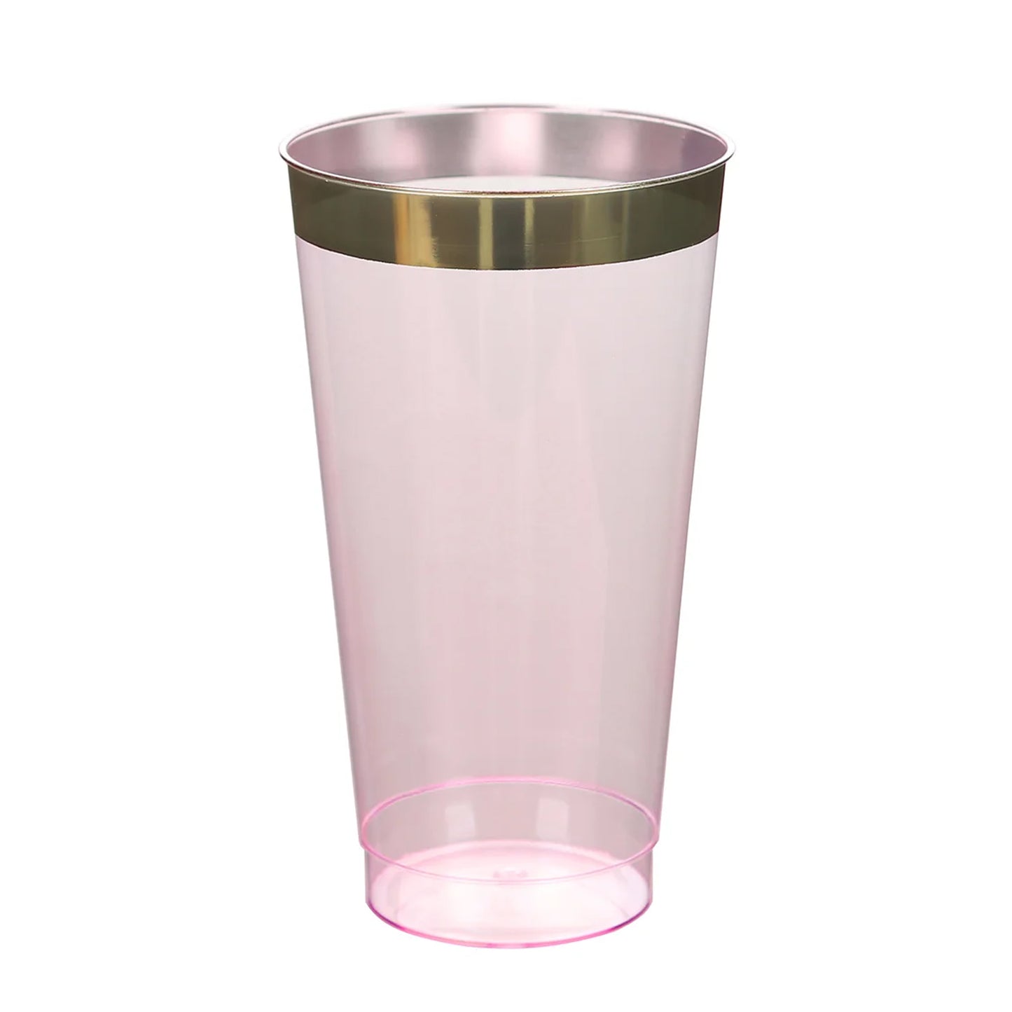 12 Pack Transparent Blush Plastic Cups Drinking Tumblers with Gold Rim, 17oz Disposable Party Cups - 5.5"