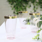 12 Pack Transparent Blush Plastic Cups Drinking Tumblers with Gold Rim, 17oz Disposable Party Cups - 5.5"