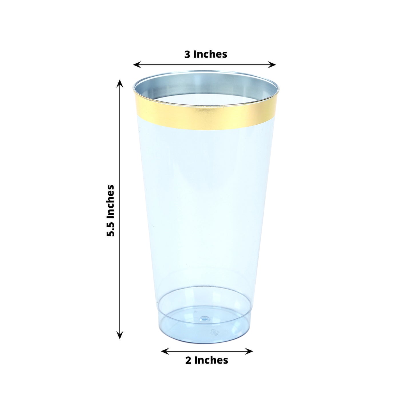 12 Pack Transparent Dusty Blue Plastic Cups Drinking Tumblers with Gold Rim, 17oz Disposable Party Cups - 5.5"