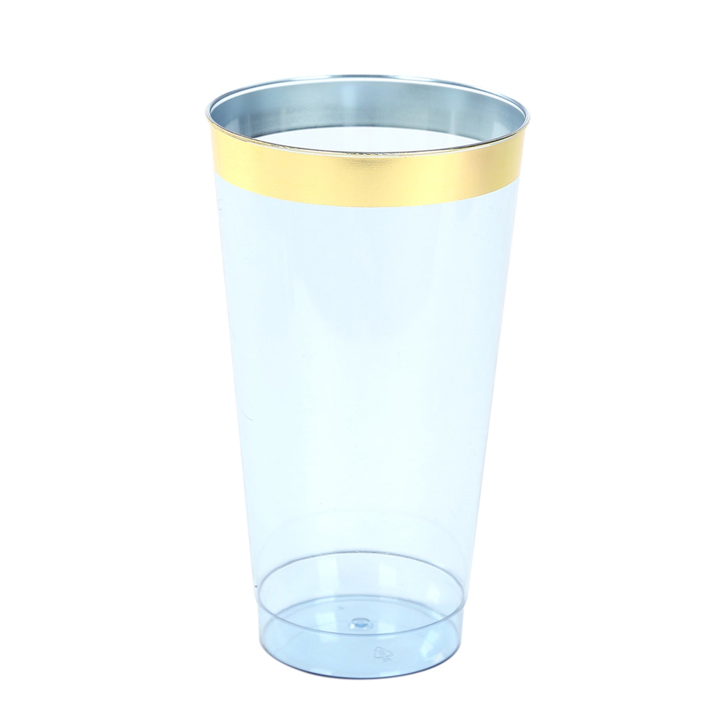 12 Pack Transparent Dusty Blue Plastic Cups Drinking Tumblers with Gold Rim, 17oz Disposable Party Cups - 5.5"