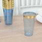 12 Pack Transparent Dusty Blue Plastic Cups Drinking Tumblers with Gold Rim, 17oz Disposable Party Cups - 5.5"