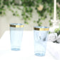 12 Pack Transparent Dusty Blue Plastic Cups Drinking Tumblers with Gold Rim, 17oz Disposable Party Cups - 5.5"