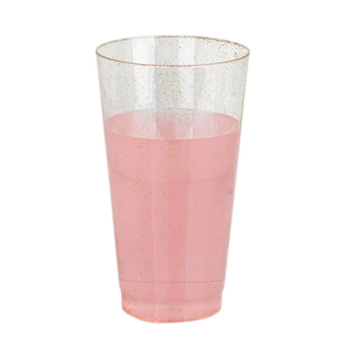 12 Pack | 17oz Tall Gold Glitter Sprinkled Plastic Cups, Disposable Party Glasses