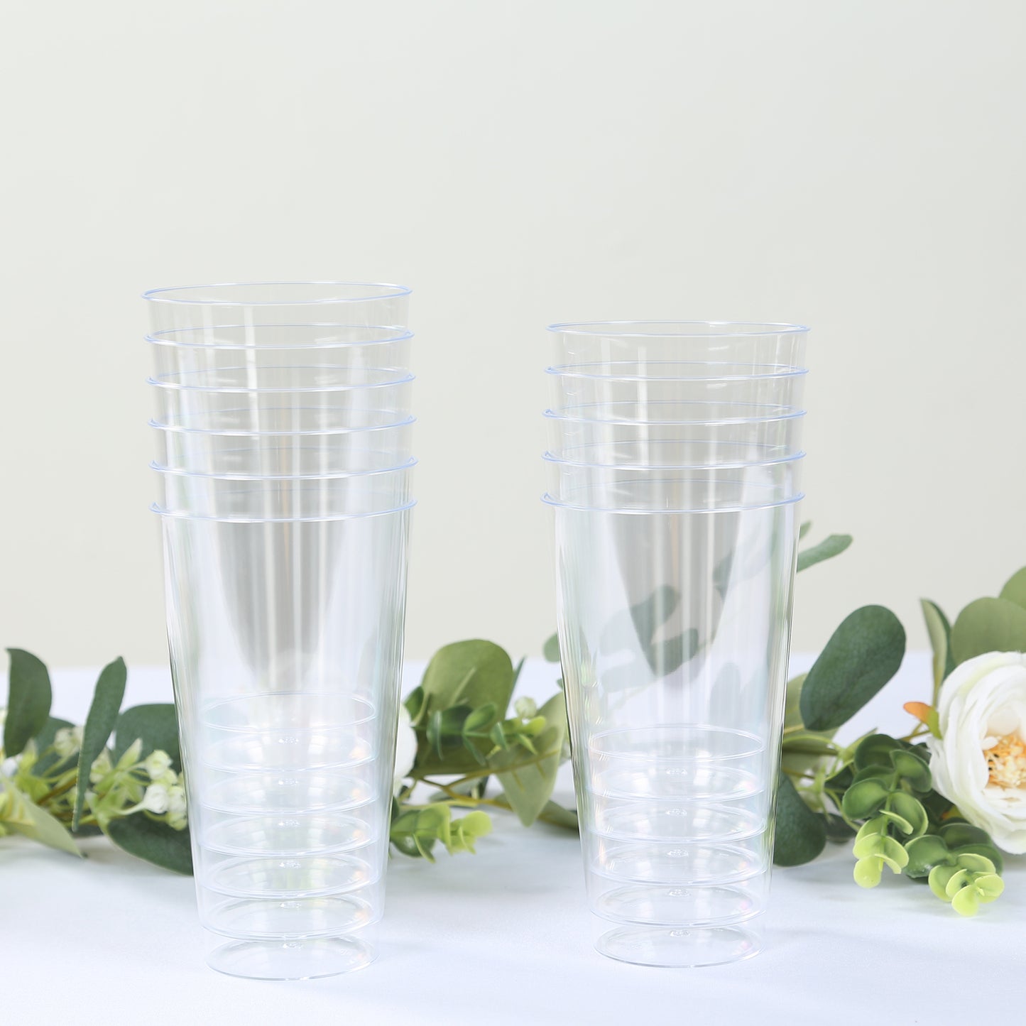 12 Pack Clear Plastic Cups Drinking Tumblers, 17oz Disposable Party Cups - 5.5"