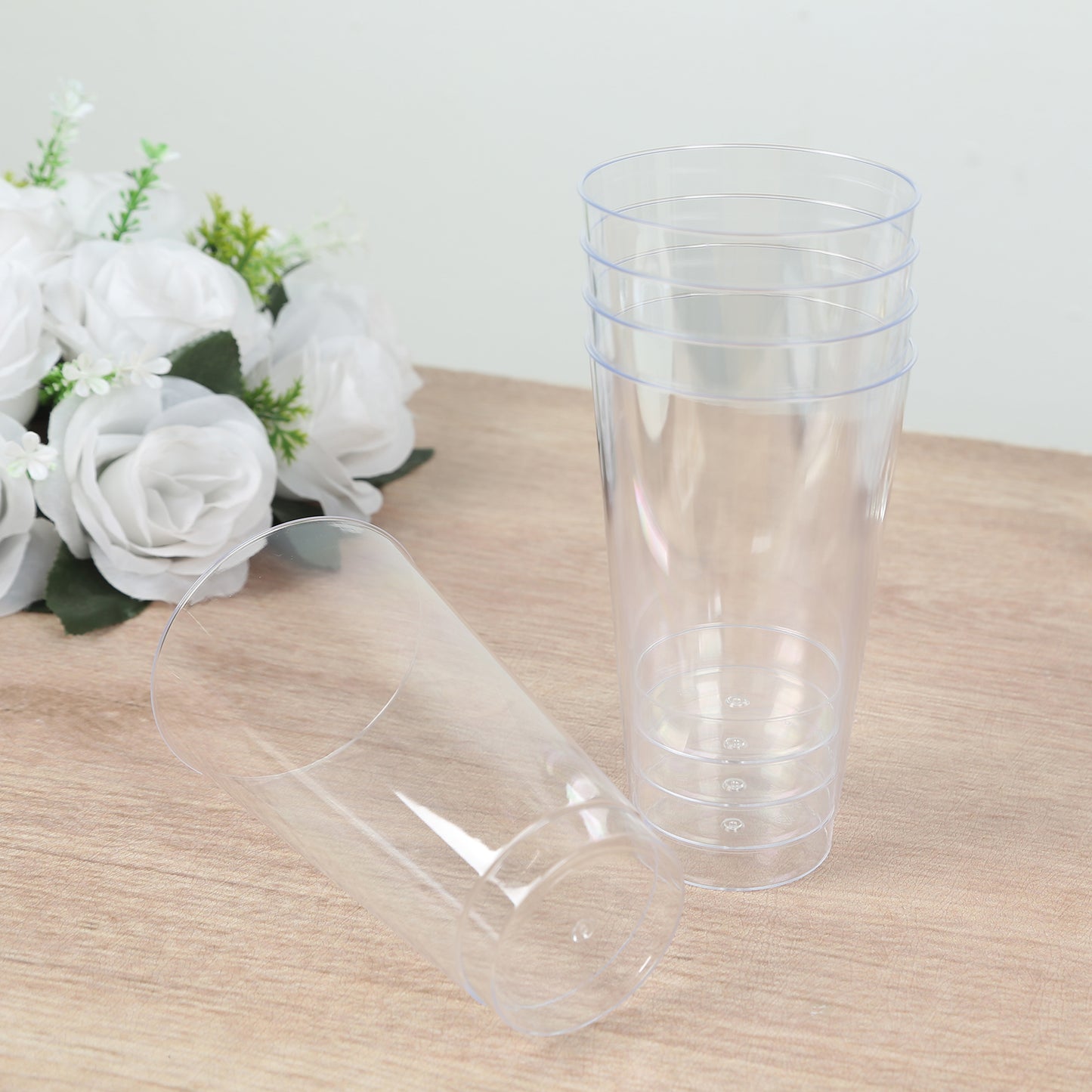 12 Pack Clear Plastic Cups Drinking Tumblers, 17oz Disposable Party Cups - 5.5"