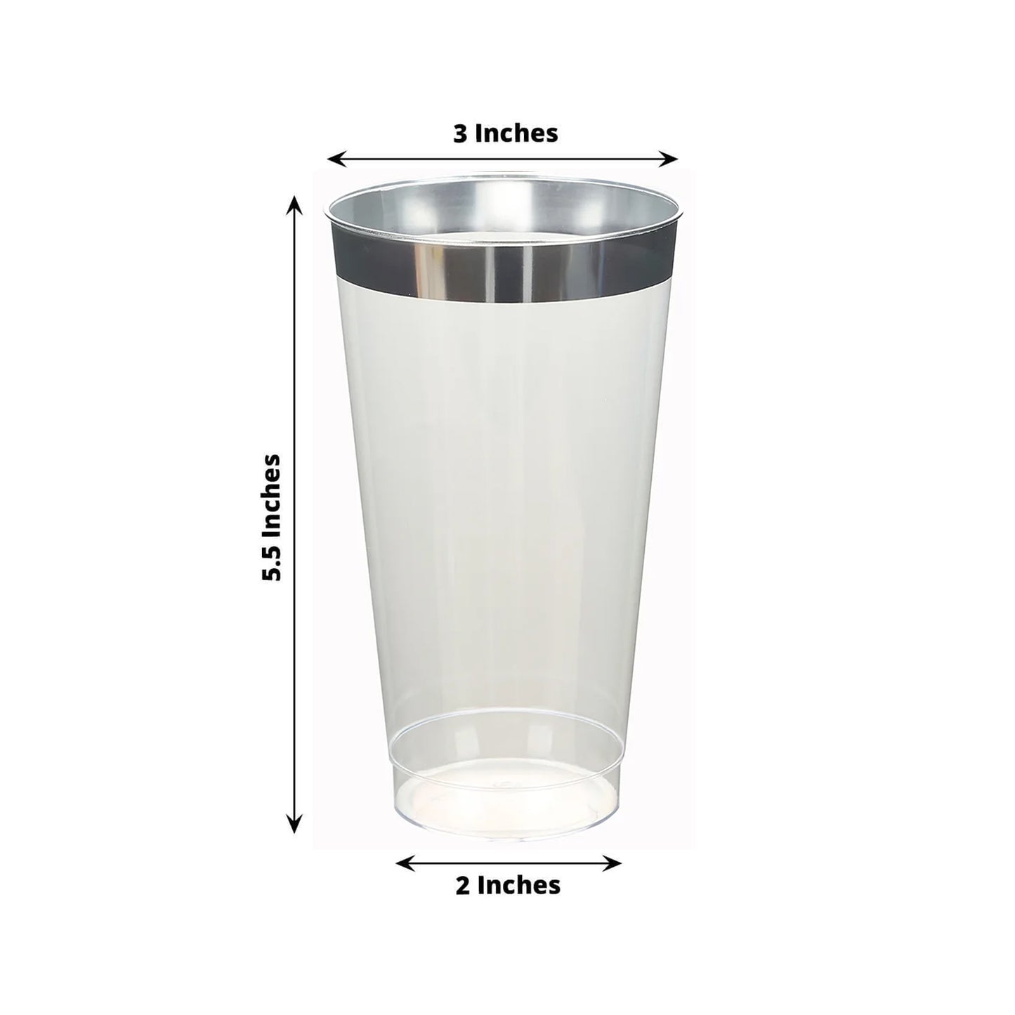 12 Pack Clear Plastic Cups Drinking Tumblers with Silver Rim, 17oz Disposable Party Cups - 5.5"