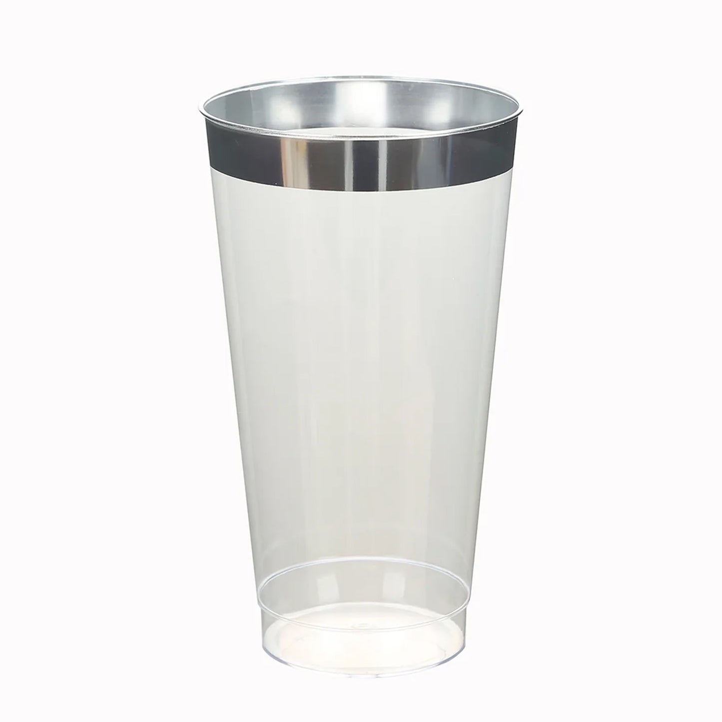 12 Pack Clear Plastic Cups Drinking Tumblers with Silver Rim, 17oz Disposable Party Cups - 5.5"