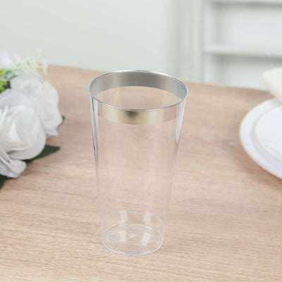 Effortless Elegance with Modern Clear Plastic Party Cups with a Silver Rim