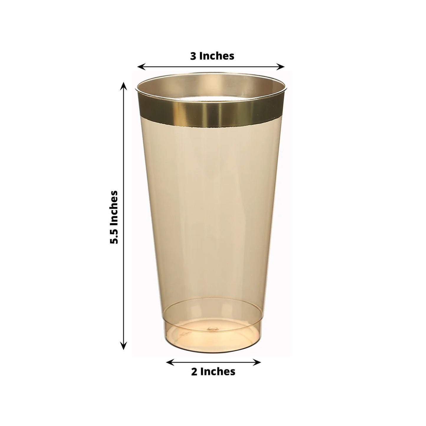 12 Pack Amber Gold Plastic Cups Drinking Tumblers with Gold Rim, 17oz Disposable Party Cups - 5.5"