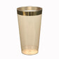 12 Pack Amber Gold Plastic Cups Drinking Tumblers with Gold Rim, 17oz Disposable Party Cups - 5.5"
