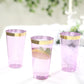 12 Pack Transparent Purple Plastic Cups Drinking Tumblers with Gold Rim, 17oz Disposable Party Cups - 5.5"