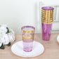 12 Pack Transparent Purple Plastic Cups Drinking Tumblers with Gold Rim, 17oz Disposable Party Cups - 5.5"