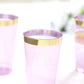 12 Pack Transparent Purple Plastic Cups Drinking Tumblers with Gold Rim, 17oz Disposable Party Cups - 5.5"