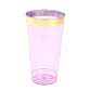 12 Pack Transparent Purple Plastic Cups Drinking Tumblers with Gold Rim, 17oz Disposable Party Cups - 5.5"