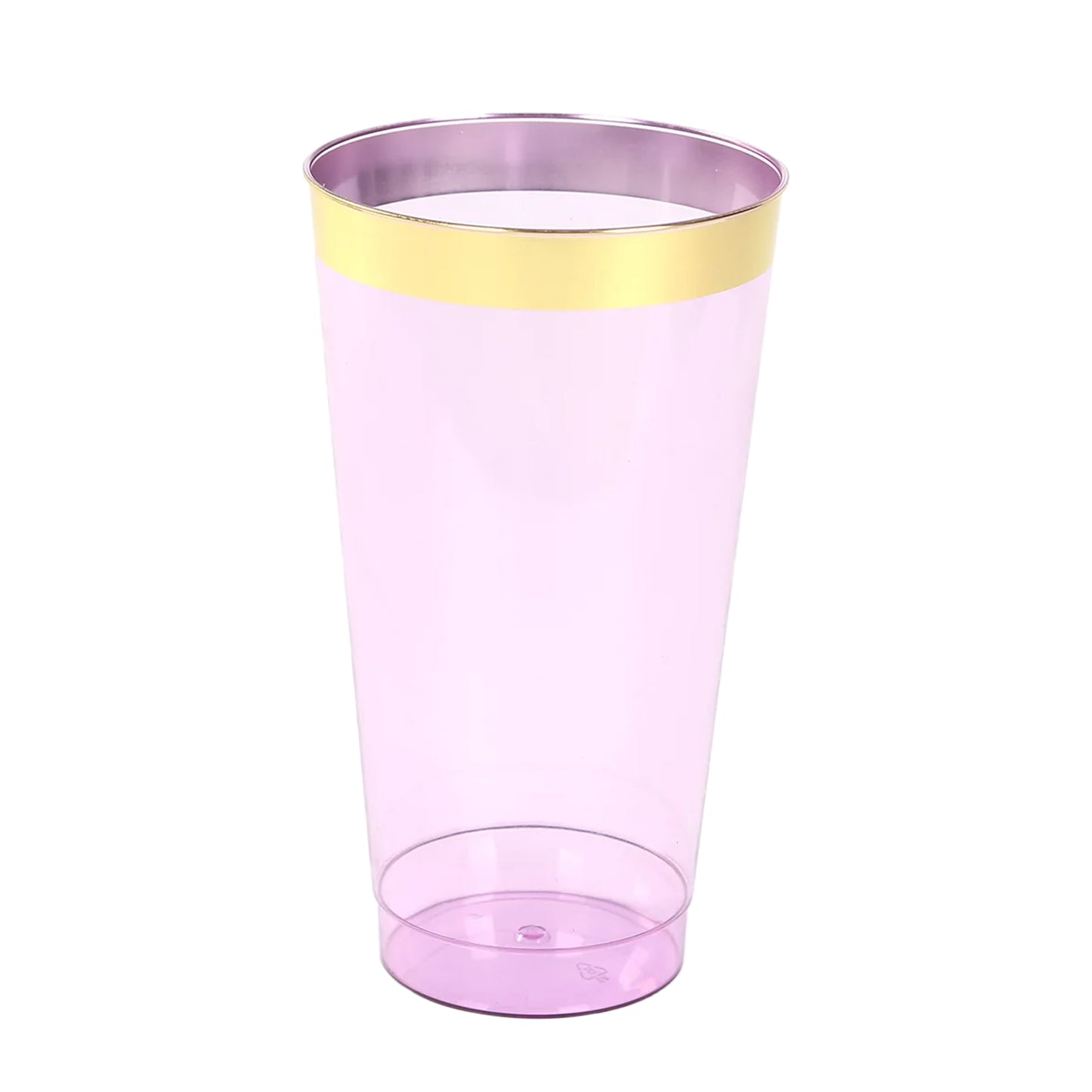 12 Pack Transparent Purple Plastic Cups Drinking Tumblers with Gold Rim, 17oz Disposable Party Cups - 5.5"