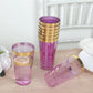 12 Pack Transparent Purple Plastic Cups Drinking Tumblers with Gold Rim, 17oz Disposable Party Cups - 5.5"