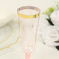 12 Pack Transparent Blush Disposable Champagne Flutes with Gold Rim, 5oz Plastic Toasting Cocktail Wine Glasses with Detachable Base - 6"