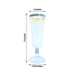 12 Pack Transparent Dusty Blue Disposable Champagne Flutes with Gold Rim, 5oz Plastic Toasting Cocktail Wine Glasses with Detachable Base - 6"