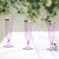 12 Pack Transparent Purple Disposable Champagne Flutes with Gold Rim, 5oz Plastic Toasting Cocktail Wine Glasses with Detachable Base - 6"