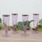 12 Pack Transparent Purple Disposable Champagne Flutes with Gold Rim, 5oz Plastic Toasting Cocktail Wine Glasses with Detachable Base - 6"