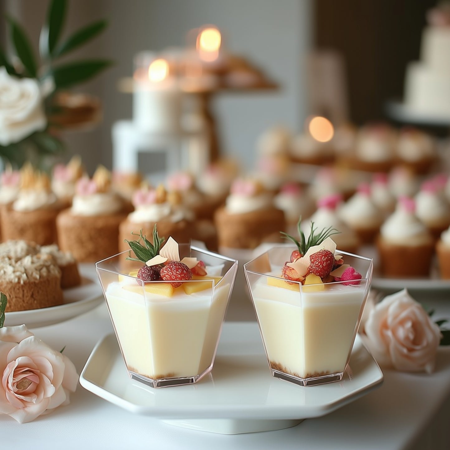 12 Pack | 3oz Clear Wavy Hexagon Plastic Dessert Cups, Disposable Snack Cups