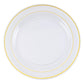10 Pack | 10" Très Chic Gold Rim Clear Plastic Dinner Plates, Disposable Party Plates