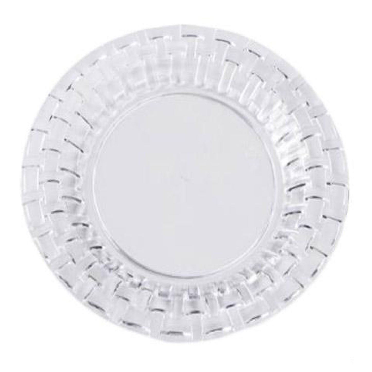 10 Pack | 10" Clear Basketweave Rim Plastic Dinner Plates, Disposable Party Plates