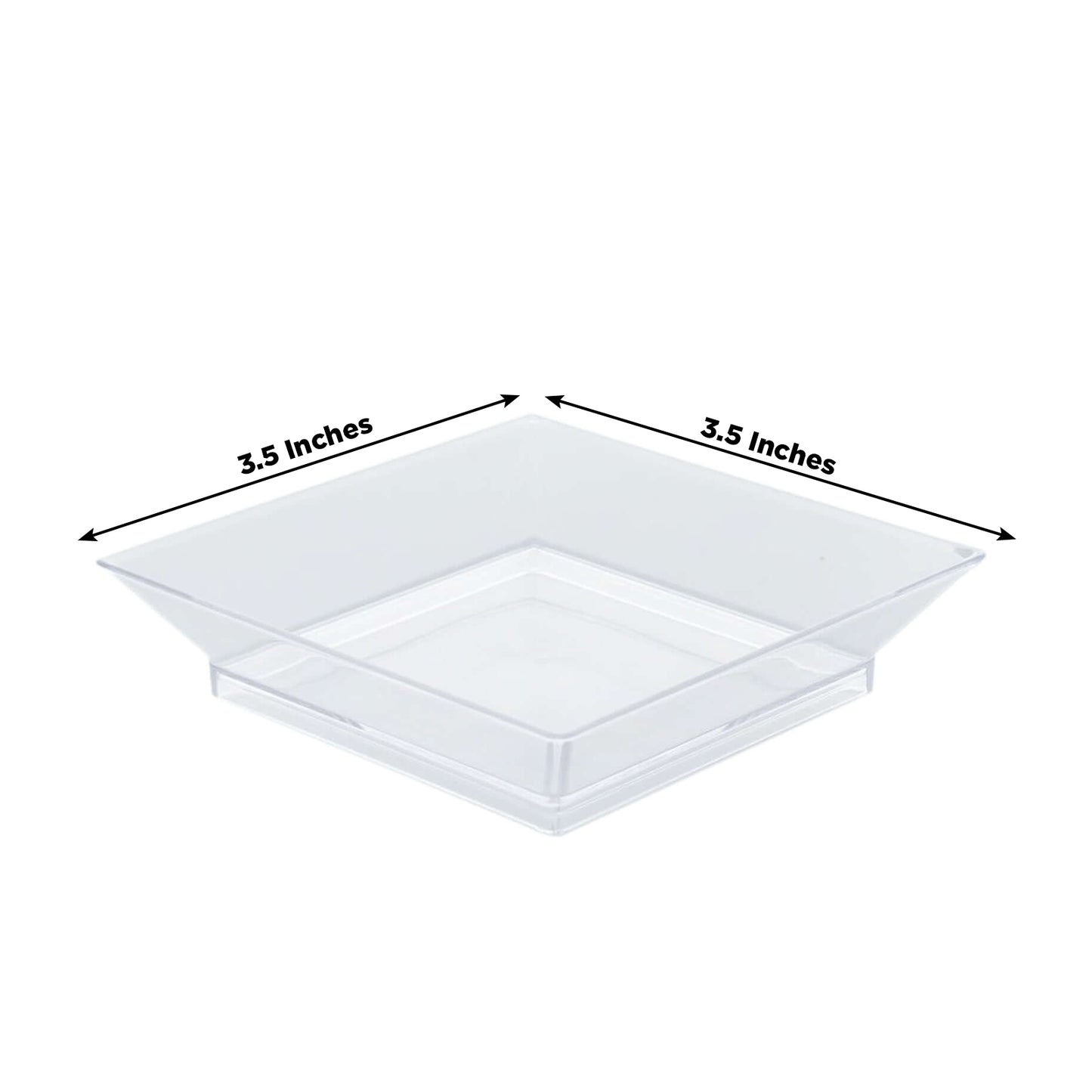 50-Pack Tapas Plates 3.5" Sleek Square Design, Clear Plastic – Disposable Appetizer & Dessert Plates