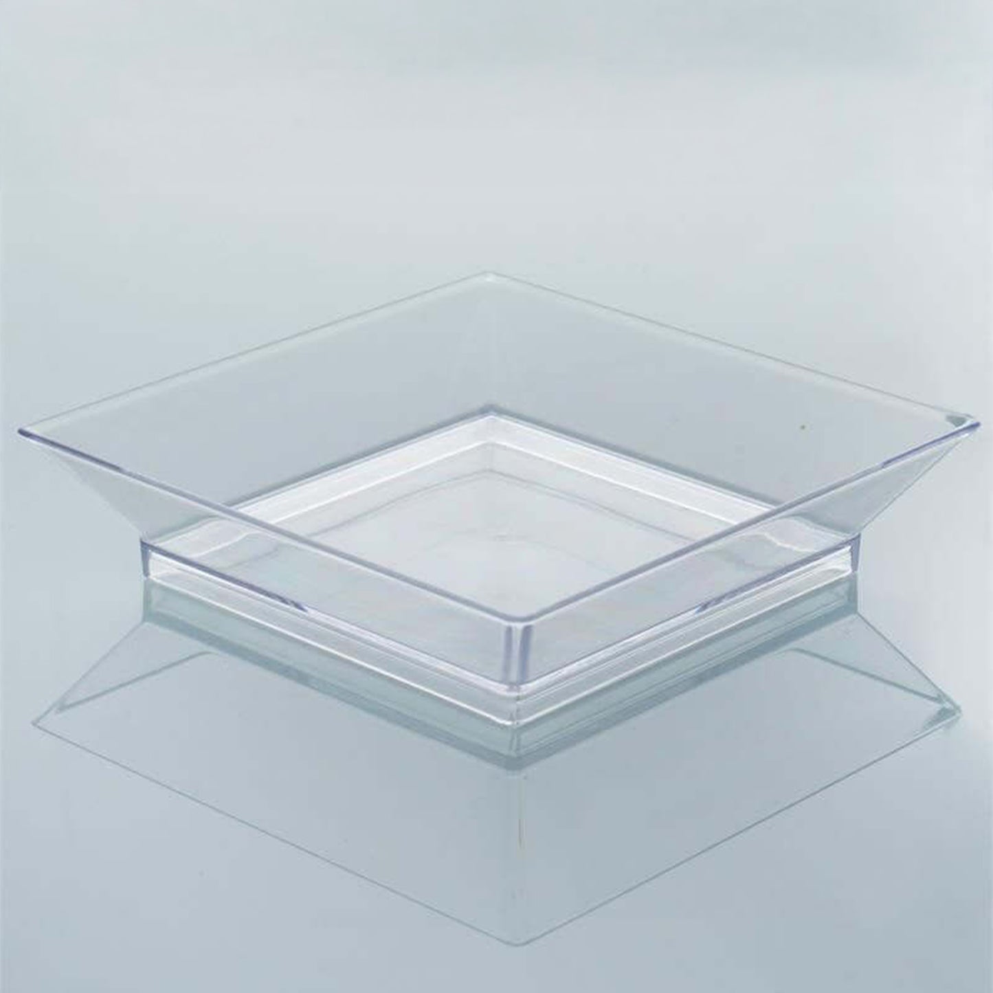 50-Pack Tapas Plates 3.5" Sleek Square Design, Clear Plastic – Disposable Appetizer & Dessert Plates