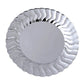 12 Pack | 9" Flared Rim Silver Plastic Dinner Plates, Round Disposable Party Plates