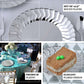 12 Pack | 9" Flared Rim Silver Plastic Dinner Plates, Round Disposable Party Plates