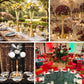 Clear gold crystal trumpet flower vases, elegant table centerpieces.