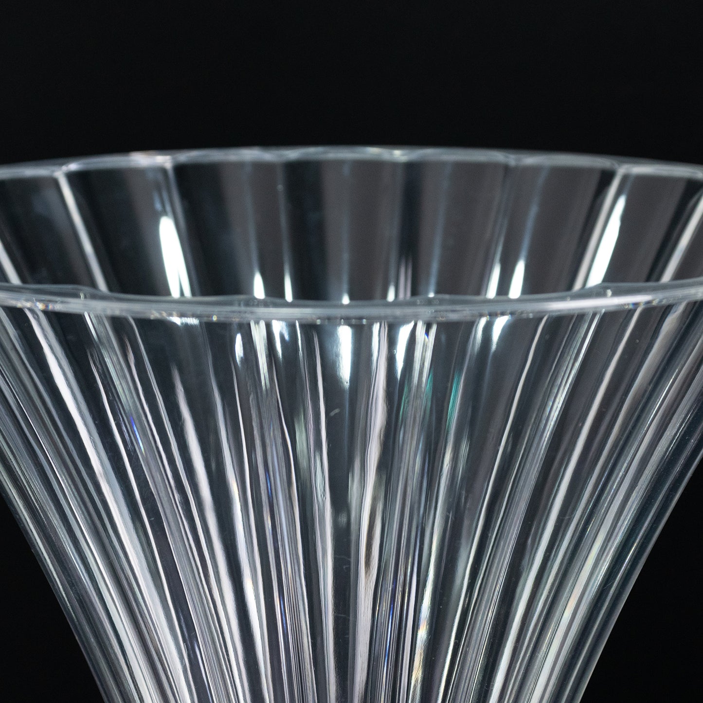 4 Pack Clear Ribbed Acrylic Trumpet Vases – 28" Reversible Flower Centerpiece with Crystal Ball Accent