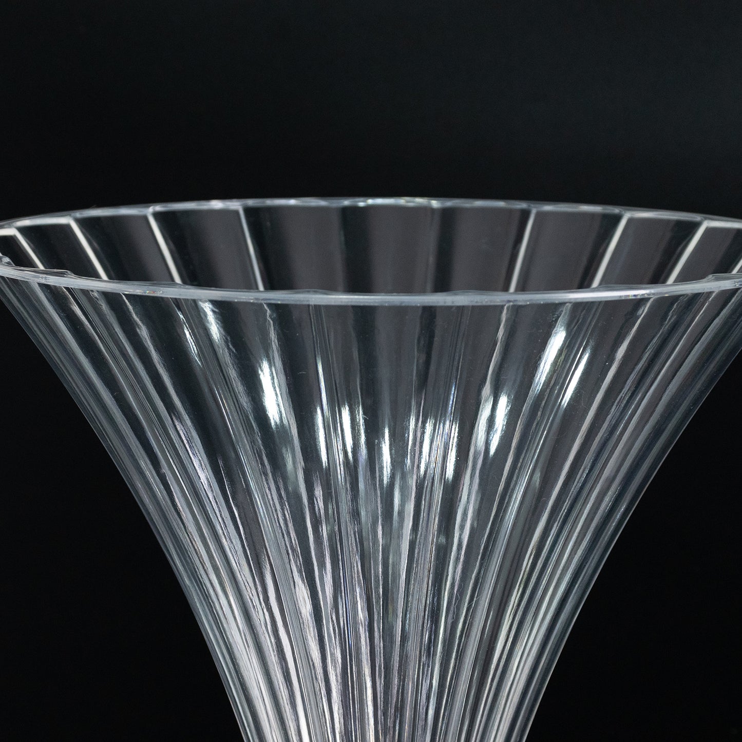 4 Pack Clear Ribbed Acrylic Trumpet Vases – 32" Reversible Flower Centerpiece with Crystal Ball Accent