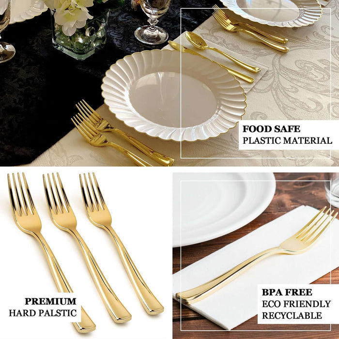 25 Pack - 7" Metallic Gold Heavy Duty Plastic Forks