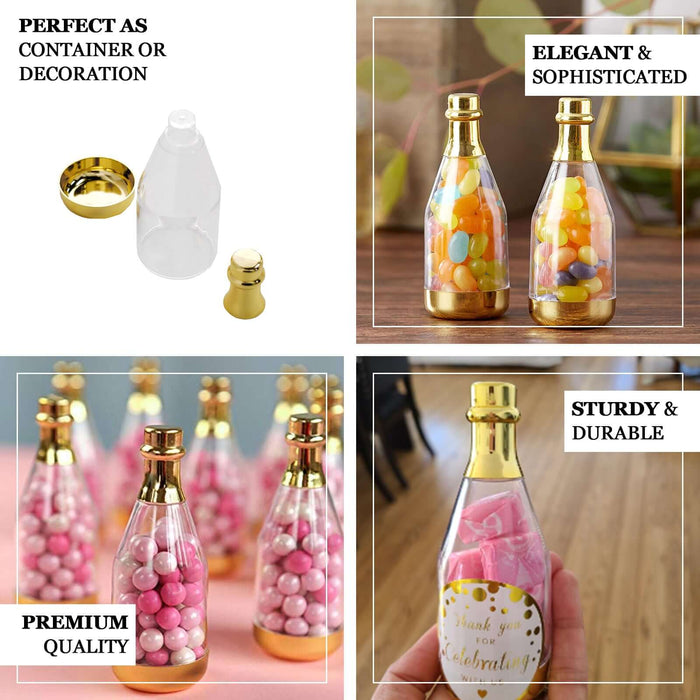 12 Pack | Mini Champagne Bottle Party Favor Candy Treat Gift Container - Metallic Gold 6"