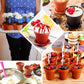 Black small favor jars for desserts and planters, perfect for parties and events.