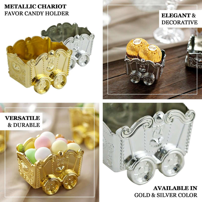 12 Pack | Gold Chariot Party Favor Gift Boxes, Candy Treat Containers - 2.5"x2"