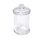 Clear plastic candy jar with lid, perfect for party favors or goodie containers.