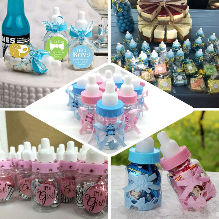 Pink baby bottle party favor gift candy containers for baby shower.
