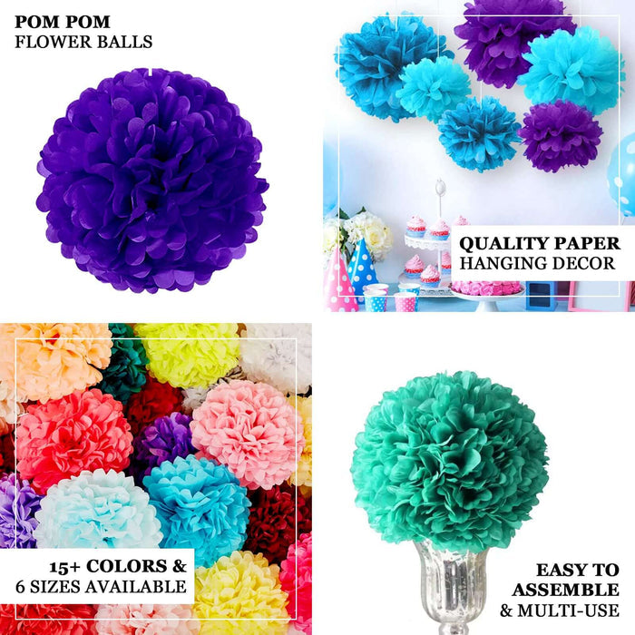 6 Pack 10" Silver Paper Tissue Fluffy Pom Pom Flower Balls