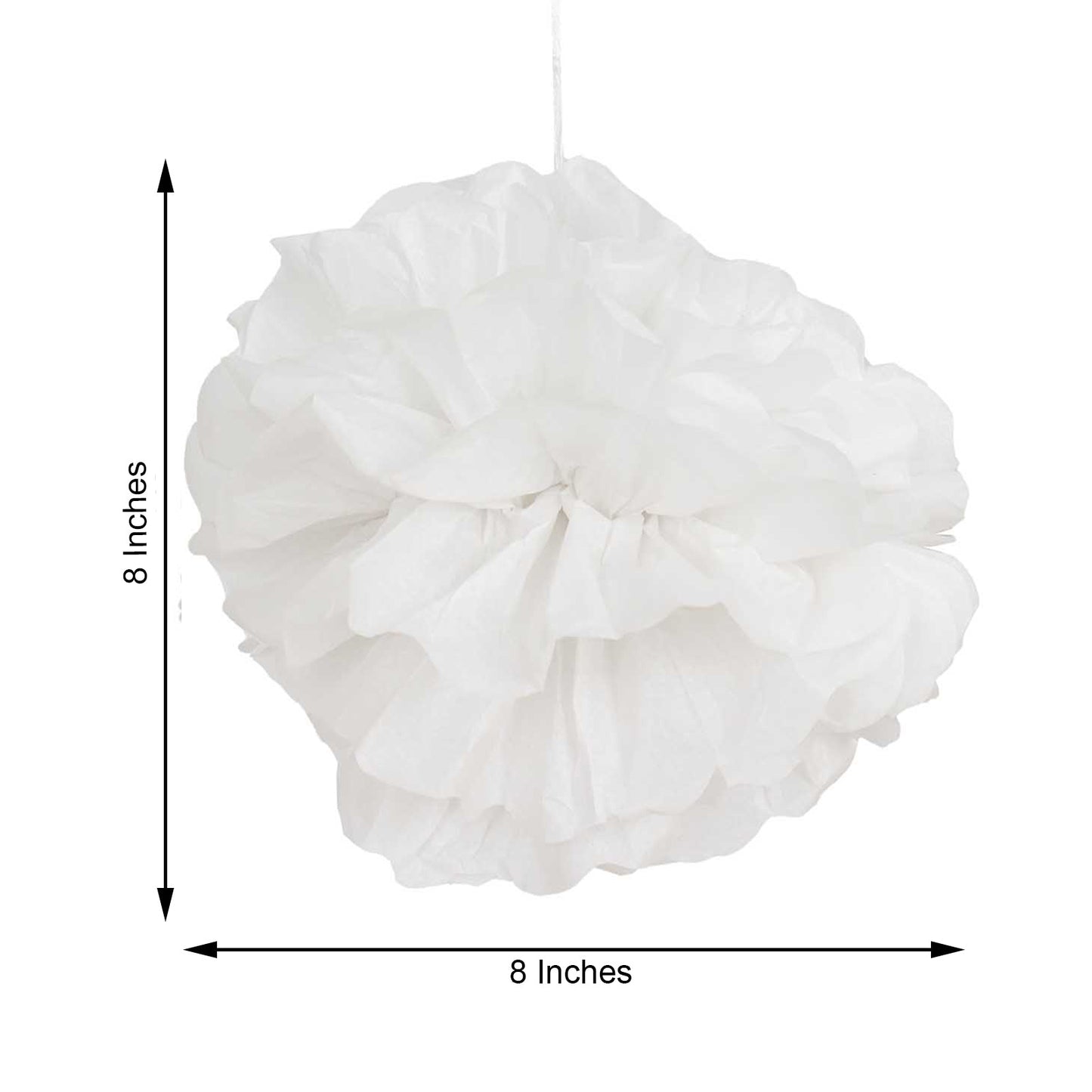 6 Pack 8" White Tissue Paper Pom Poms Flower Balls, Ceiling Wall Hanging Decorations