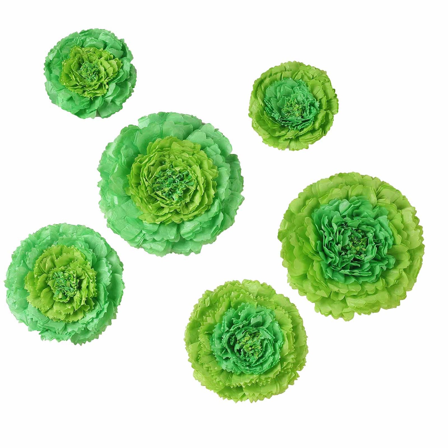 Pack of 6 | Mint Green | Multi-size Carnation 3D Giant Paper Flowers | Paper Flower Backdrops Wedding Wall | 7”/9”/11”