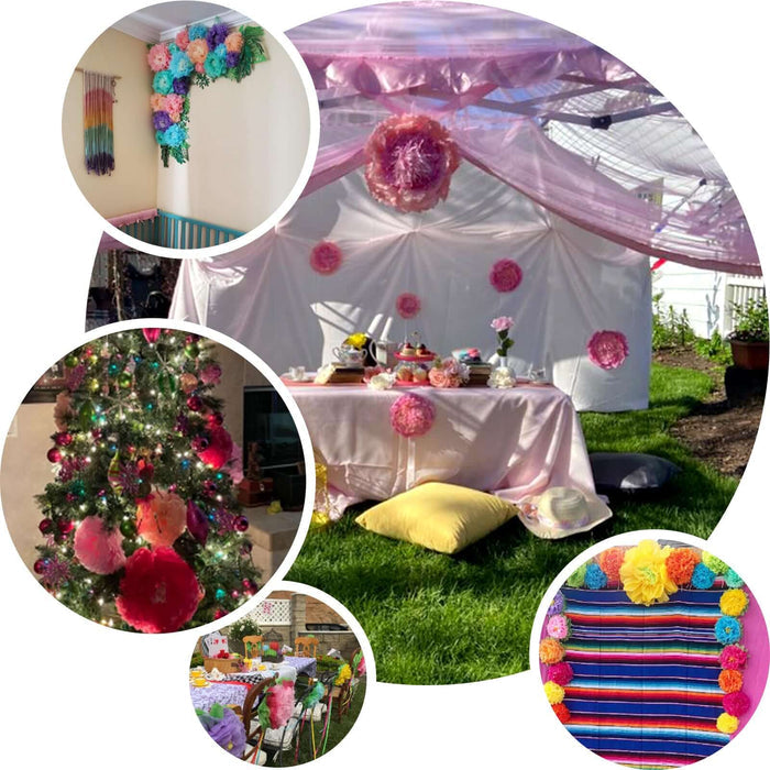 6 Multi Size Pack | Carnation Mint Green Dual Tone 3D Wall Flowers Giant Tissue Paper Flowers - 12",16",20"