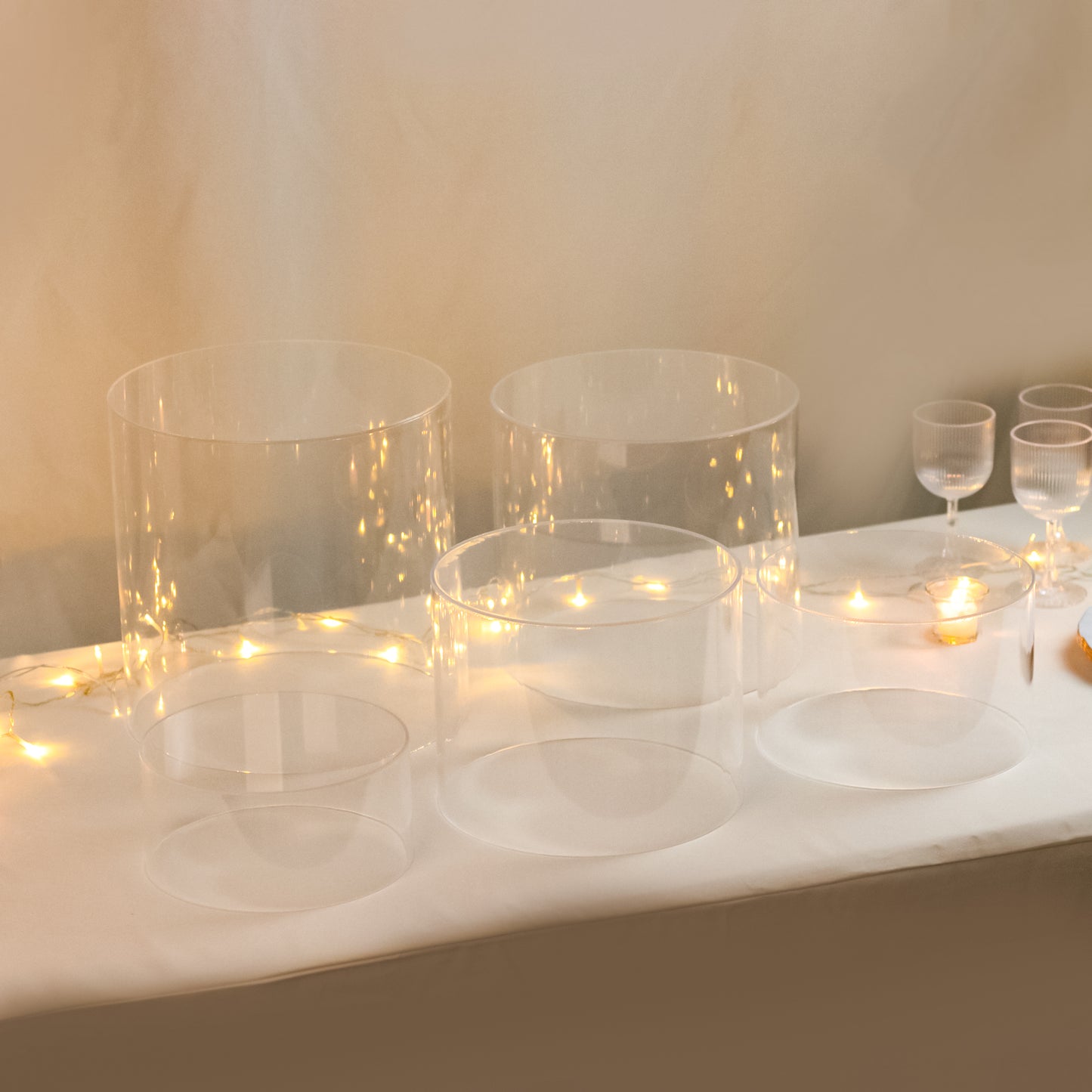 Clear acrylic cake stands set of 5 for event display risers.