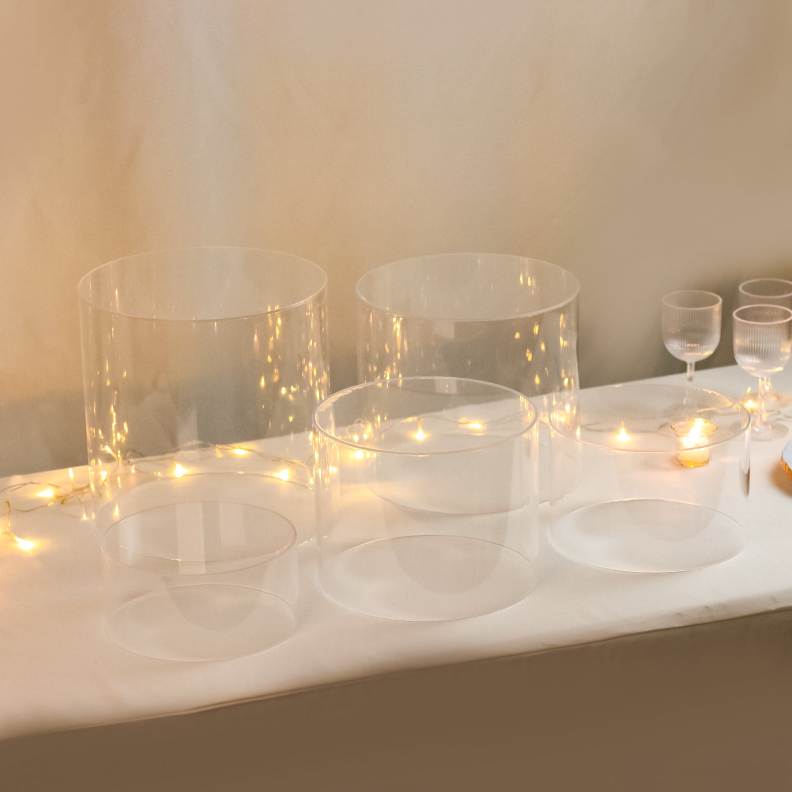 Clear acrylic cake stands set of 5 for event display risers.