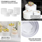 Set of 5 white acrylic cake stands in cylinder design for events.