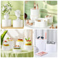 Set of 5 white acrylic cake stands in cylinder design for event display.