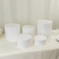 Set of 5 white acrylic cake stands in cylinder design, perfect for event displays.